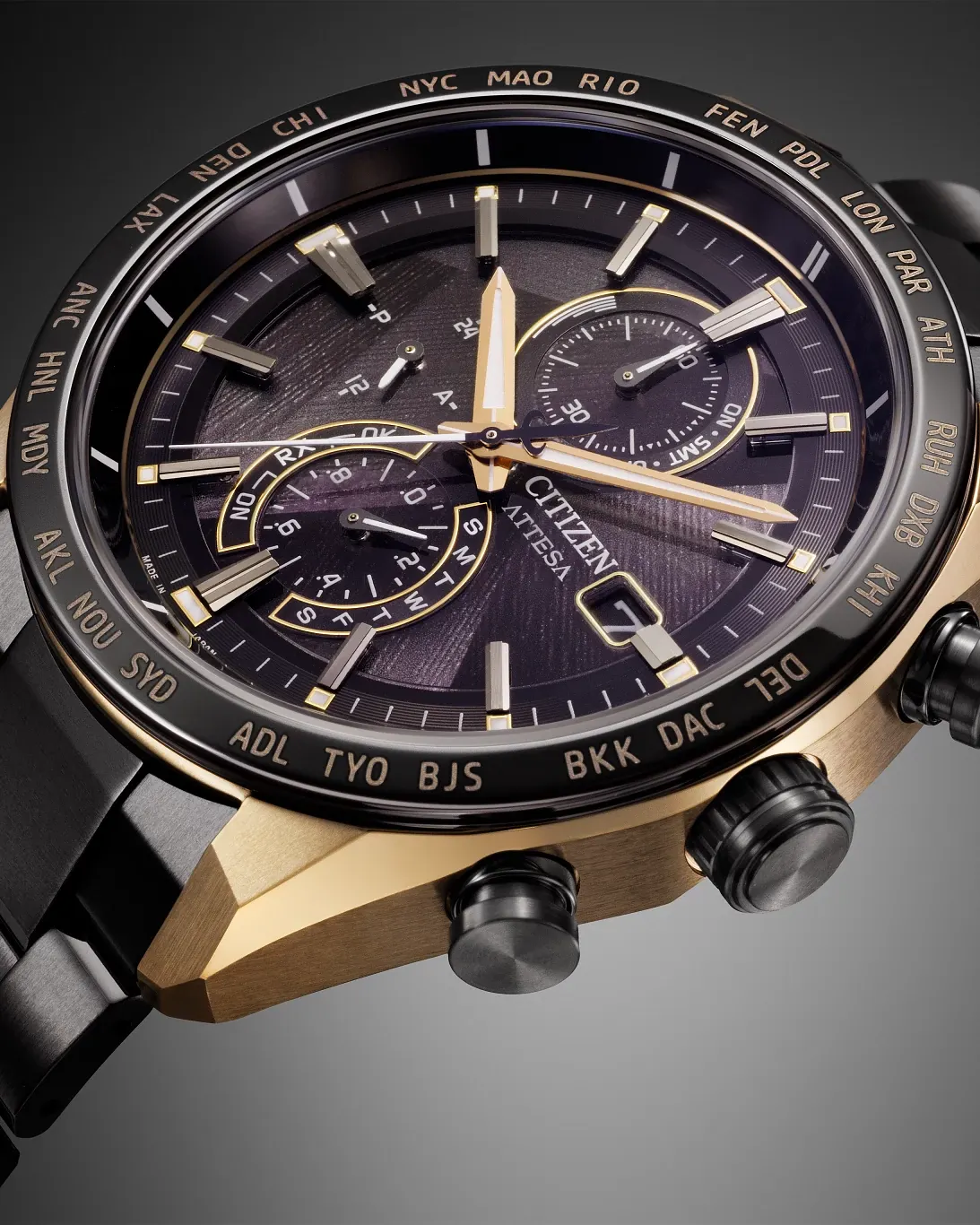 ATTESA LIGHT in BLACK Black Dial Super Titanium with DLC Coating